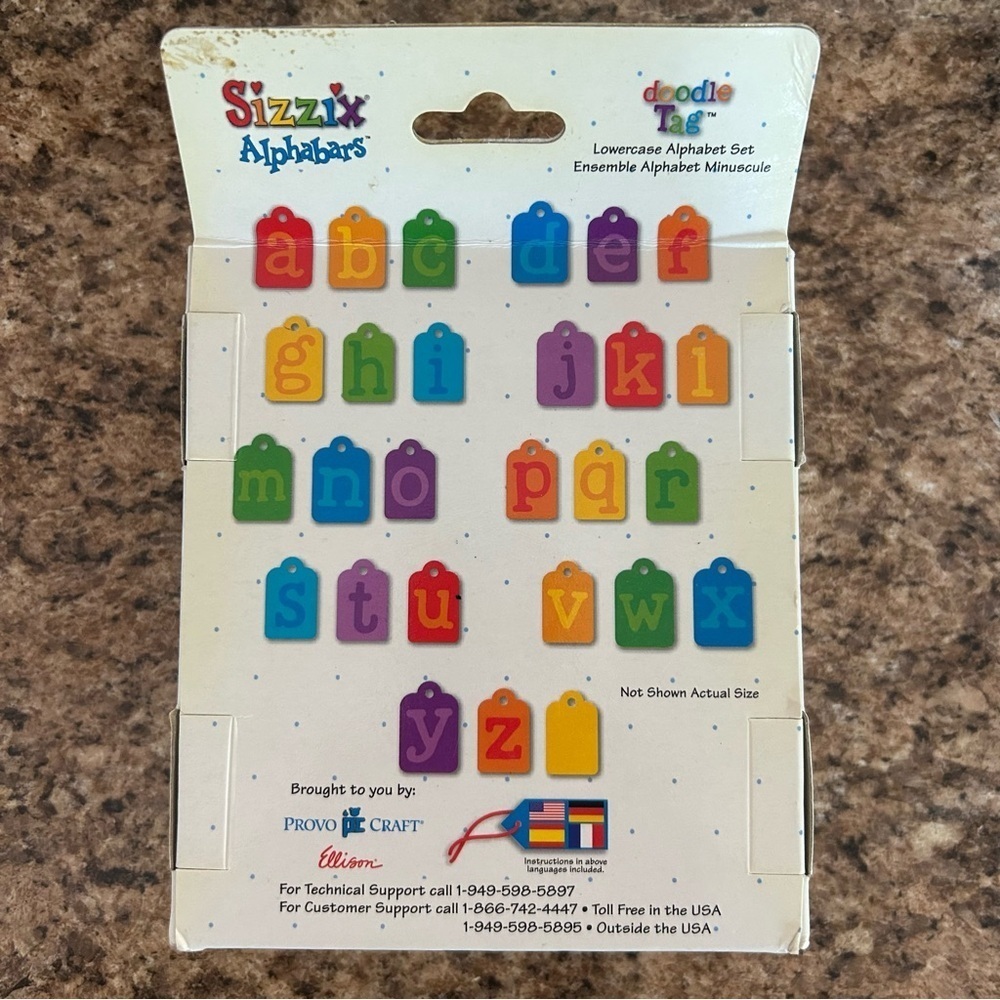 Sizzix Alphabars DoodleTag Lowercase Alphabet Die Set 38-1069 9 Alphabar Dies - Picture 3 of 6
